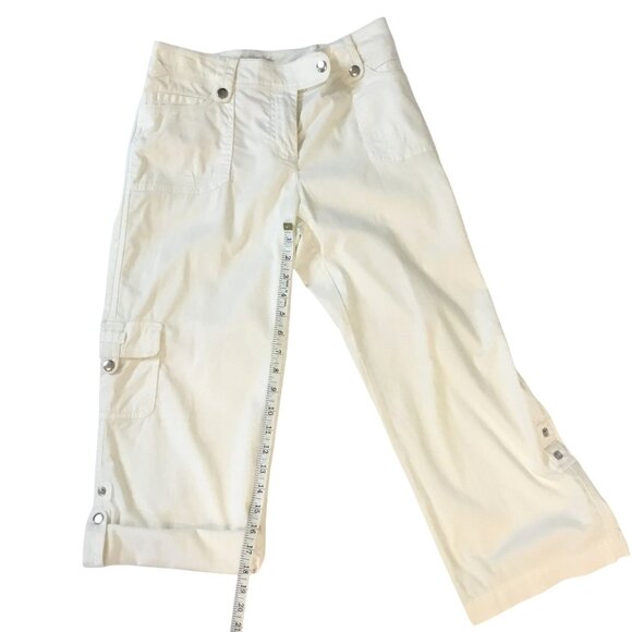 WHITE HOUSE BLACK MARKE Pants - WHITE HOUSE BLACK MARKET Women's White Cargo Capri Pants Utility Cotton Size 4